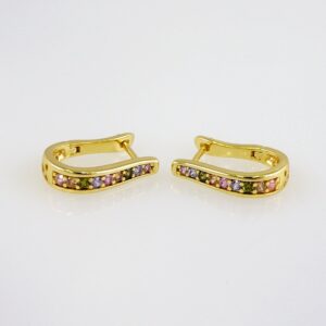 Women Earrings/ Aretes Dama/  Zircon Stone/  14k Real Color// E1090