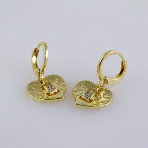 Women Earrings/ Aretes Dama/  Zircon Stone/  14k Real Color// E1096
