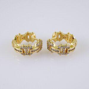 Women Earrings/ Aretes Dama/  Zircon Stone/  14k Real Color// E1226