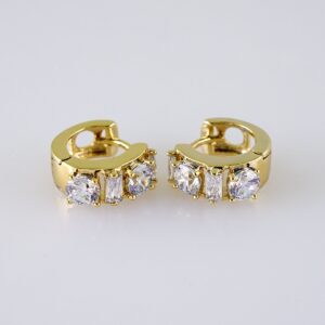 Women Earrings/ Aretes Dama/  Zircon Stone/  14k Real Color// E1239