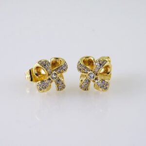 Women Earrings/ Aretes Dama/  Zircon Stone/  14k Real Color// E1255