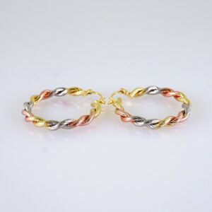 Women Earrings/ Aretes Dama/Zircon Stone/ Three Tone// E1324