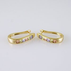 Women Earrings/ Aretes Dama/  Zircon Stone/  14k Real Color// E1333