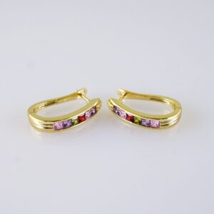 Women Earrings/ Aretes Dama/  Zircon Stone/  14k Real Color// E1334