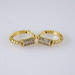 Women Earrings/ Aretes Dama/  Zircon Stone/  14k Real Color// E1348