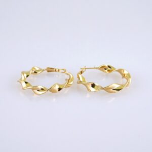 Women Earrings/ Aretes Dama/Plain/14k Real Color// E1443