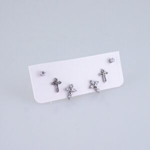 Women Earrings/ Aretes Dama/ Zircon Stone/ Silver Color/ Set 3 pares// E1515