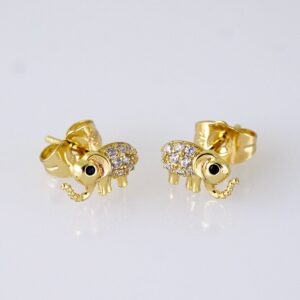 Women Earrings/ Aretes Dama/ Zircon Stone/ 14K Real Color/ Stainless Steel// E1654