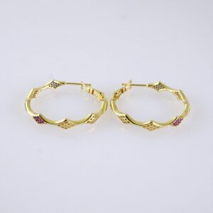 Women Earrings/ Aretes Dama/ Zircon Stone/ 14K Real Color/ Stainless Steel// E1675