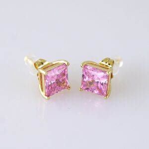 Women Earrings/ Aretes Dama/ Zircon Stone/ 14K Real Color/ Stainless Steel// E1690