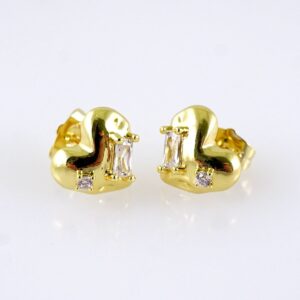 Women Earrings- Aretes Dama- Zircon Stone- 14K Real Color- Stainless Steel-E1709