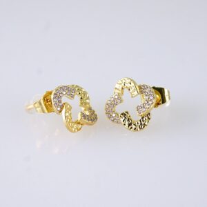 E1728 Womens Earrings  Aretes Dama  Zircon Stone  14K Real Color