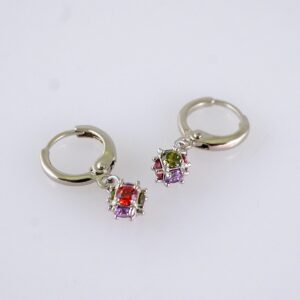E1740 Womens Earrings  Aretes Dama  Zircon Stone -Silver MultiColor