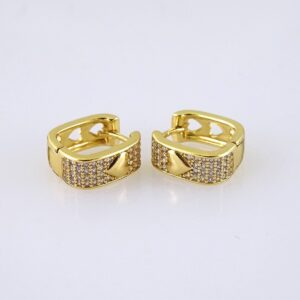 E1758 Womens Earrings  Aretes Dama  Zircon Stone  14K Real Color  Stainless Steel