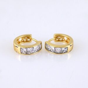 E1759 Womens Earrings  Aretes Dama  Zircon Stone  14K Real Color  Stainless Steel-