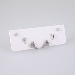 E1786 Womens Earrings  Aretes Dama  Zircon Stone  3 Pieces Silver Color