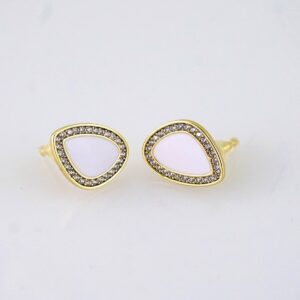 E1792 Womens Earrings  Aretes Dama  Zircon Stone White  14K Real Color