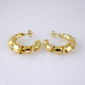 E1812 Earrings Women/ Aretes Dama/ Plain/ 14k Real Color/