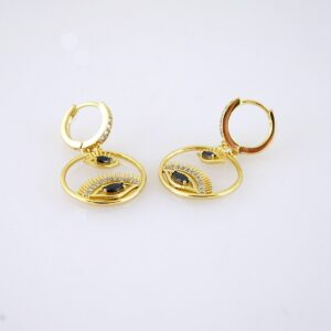 E1813 Womens Earrings  Aretes Dama  Zircon Stone/14k Real Color/ Black
