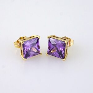 E1824 Womens Earrings  Aretes Dama  Zircon Stone/14k Real Color/ Purple