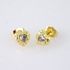 E1839 Earrings  Aretes  Zircon Stone  14K Real Color