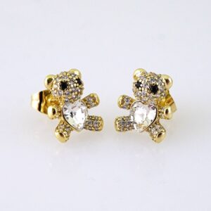 E1841 Earrings  Aretes  Zircon Stone  14K Real Color
