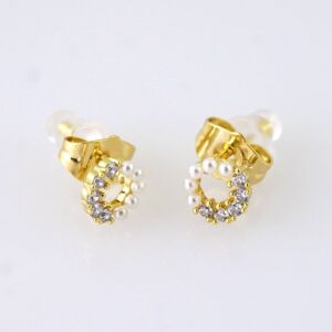 E1844 Earrings  Aretes  Zircon Stone  14K Real Color