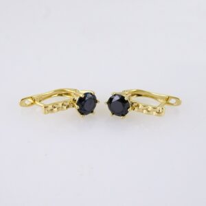 E1848 Earrings  Aretes  Zircon Stone  14K Real Color  Black