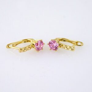 E1851 Earrings  Aretes  14K Real Color  Pink