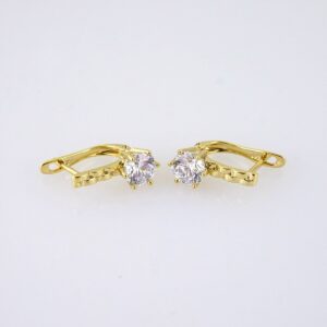 E1852 Earrings  Aretes  Zircon Stone  14K Real Color