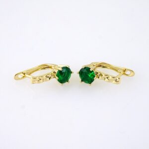 E1854 Earrings Aretes 14K Real Color Green