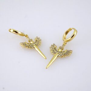 E1856 Earrings Aretes Zircon Stone 14K Real Color