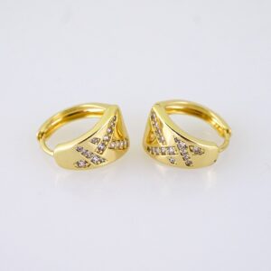 E1890 Earrings Aretes Zircon Stone 14K Real Color