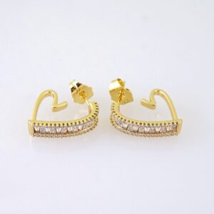 E1891 Earrings Aretes Zircon Stone 14K Real Color