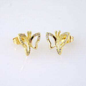 E1866 Earrings Aretes Zircon Stone 14K Real Color