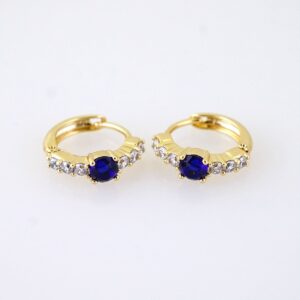 E1869 Earrings Aretes Zircon Stone 14K Real Color Blue