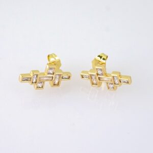 E1870 Earrings Aretes Zircon Stone 14K Real Color