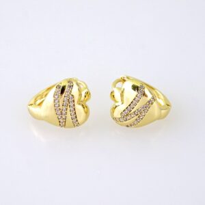 E1872 Earrings Aretes Zircon Stone 14K Real Color