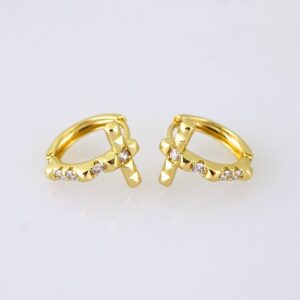 E1873 Earrings Aretes Zircon Stone 14K Real Color