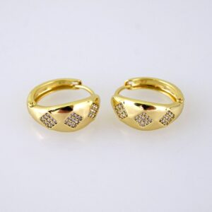 E1875 Earrings Aretes Zircon Stone 14K Real Color