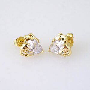 E1877 Earrings Aretes Zircon Stone 14K Real Color