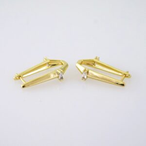 E1878 Earrings Aretes Zircon Stone 14K Real Color