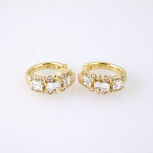 E1883 Earrings Aretes Zircon Stone 14K Real Color