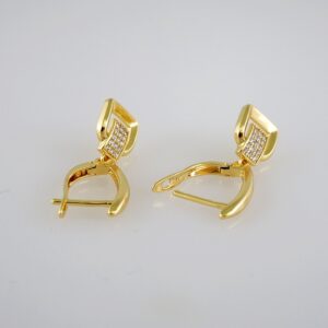 Woman Earrings / Aretes Dama/ Zircon Stone/ 14k Real Color// E481