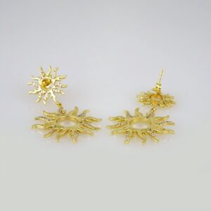 Women Earrings/ Aretes Dama/  Zircon Stone/  14k Real Color/ Sol// E546
