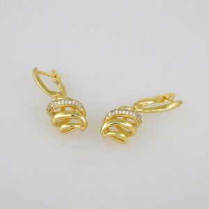 Women Earrings/ Aretes Dama/  Zircon Stone/  14k Real Color// E548