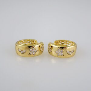 Women Earrings/ Aretes Dama/ Zircon Stone/ 14k Real Color// E571