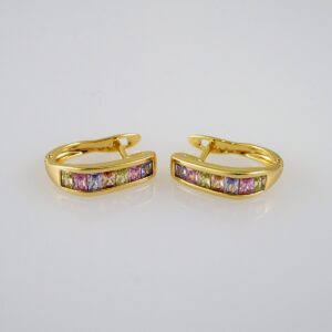 Women Earrings/ Aretes Dama/  Zircon Stone/  14k Real Color// E596