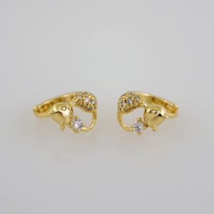 Women Earrings/ Aretes Dama/Zircon Stone/14k Real Color// E655