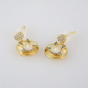 Women Earrings/ Aretes Dama/  Zircon Stone/  14k Real Color// E825